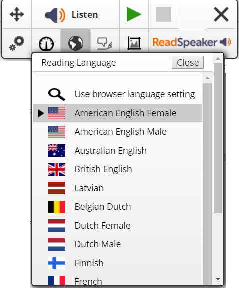 Changing the reading language