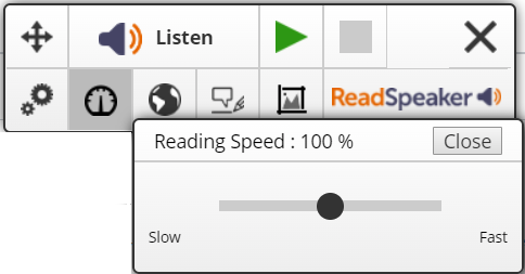 Reading speed icon and selector